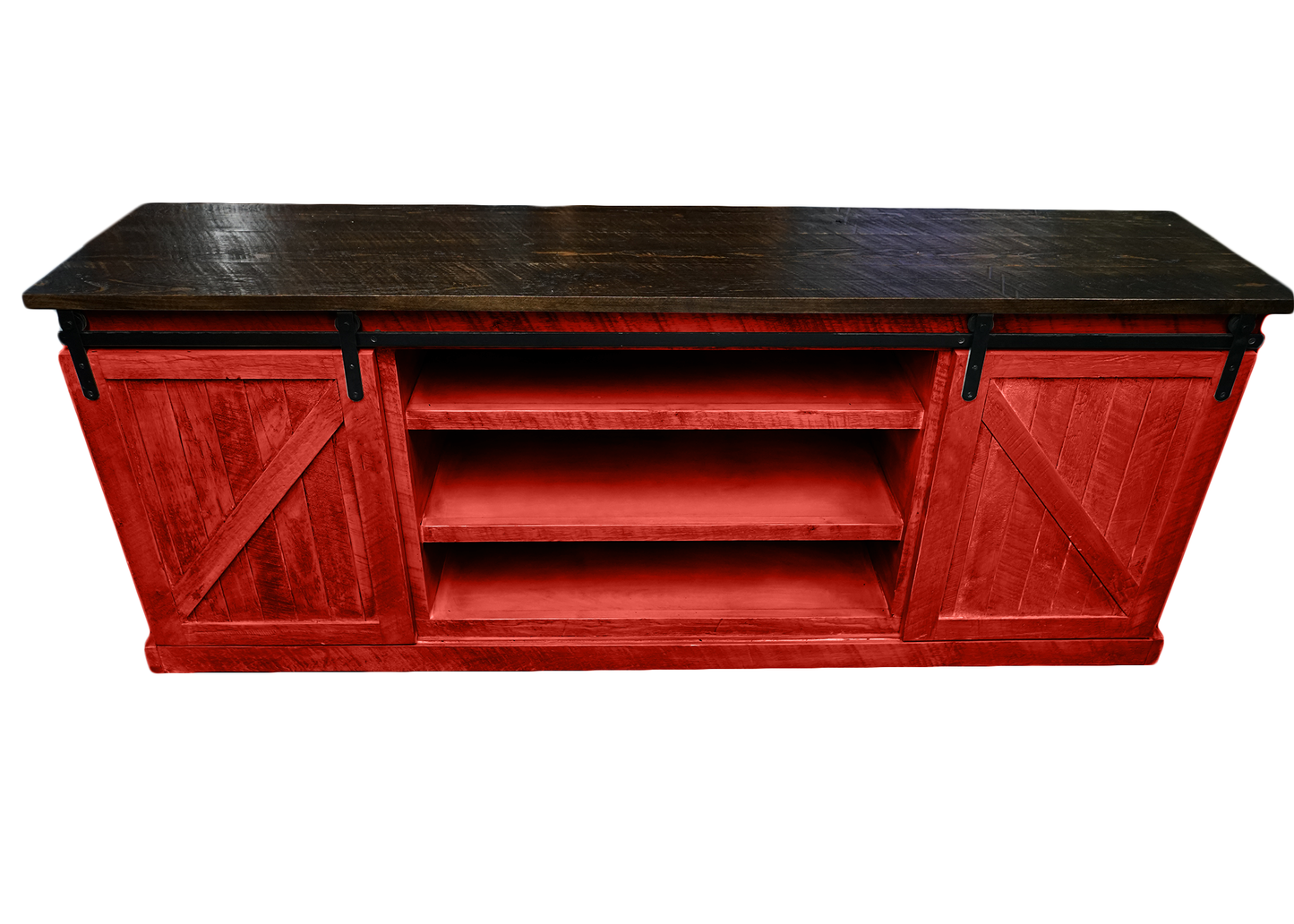 60" Rustic Solid Wood Sliding Barn Door TV Console
