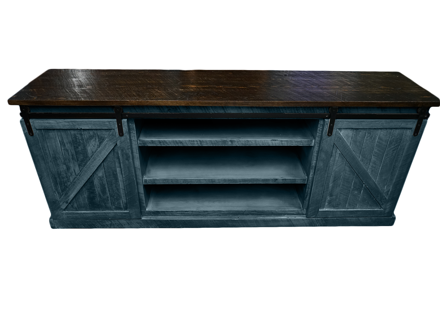 60" Rustic Solid Wood Sliding Barn Door TV Console
