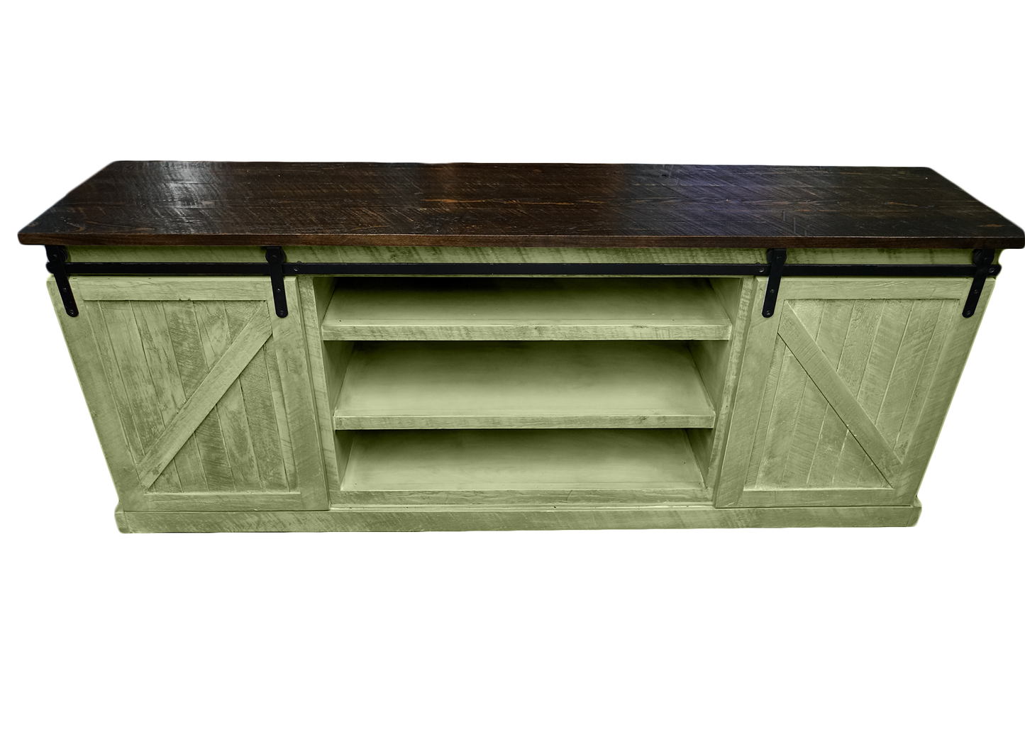 60" Rustic Solid Wood Sliding Barn Door TV Console