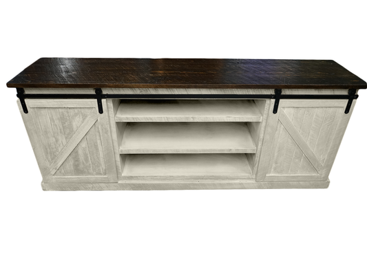 60" Rustic Solid Wood Sliding Barn Door TV Console