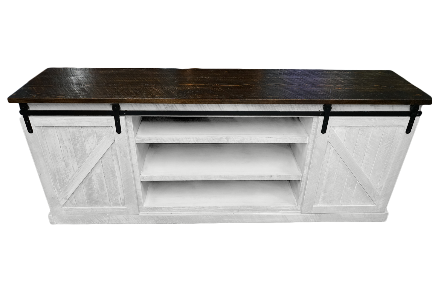 60" Rustic Solid Wood Sliding Barn Door TV Console