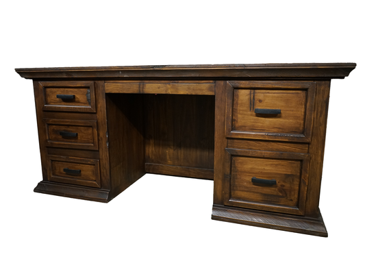 Sierra Rustic Executive Solid Wood Desk eagle furniture brown front