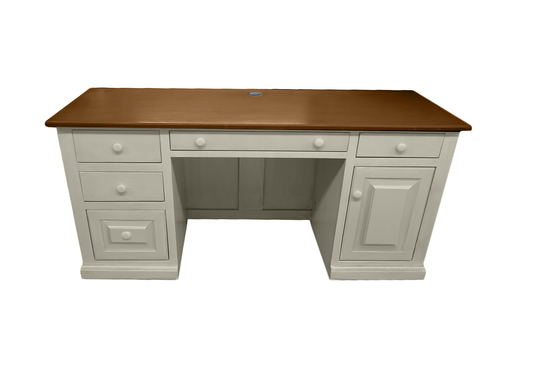 Traditional Solid Wood Executive Desk with CPU Storage eagle furniture soft white front