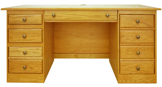 Classic Oak Double-Pedestal Computer Desk