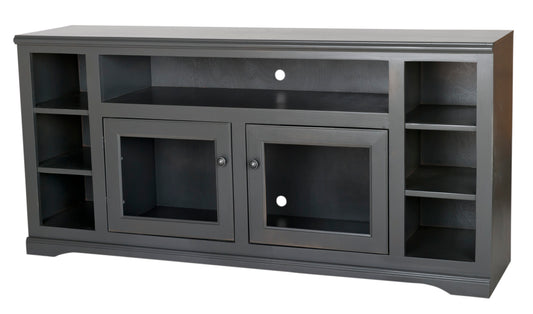 Savannah 66" Solid Wood Entertainment Console with bookcase Sides