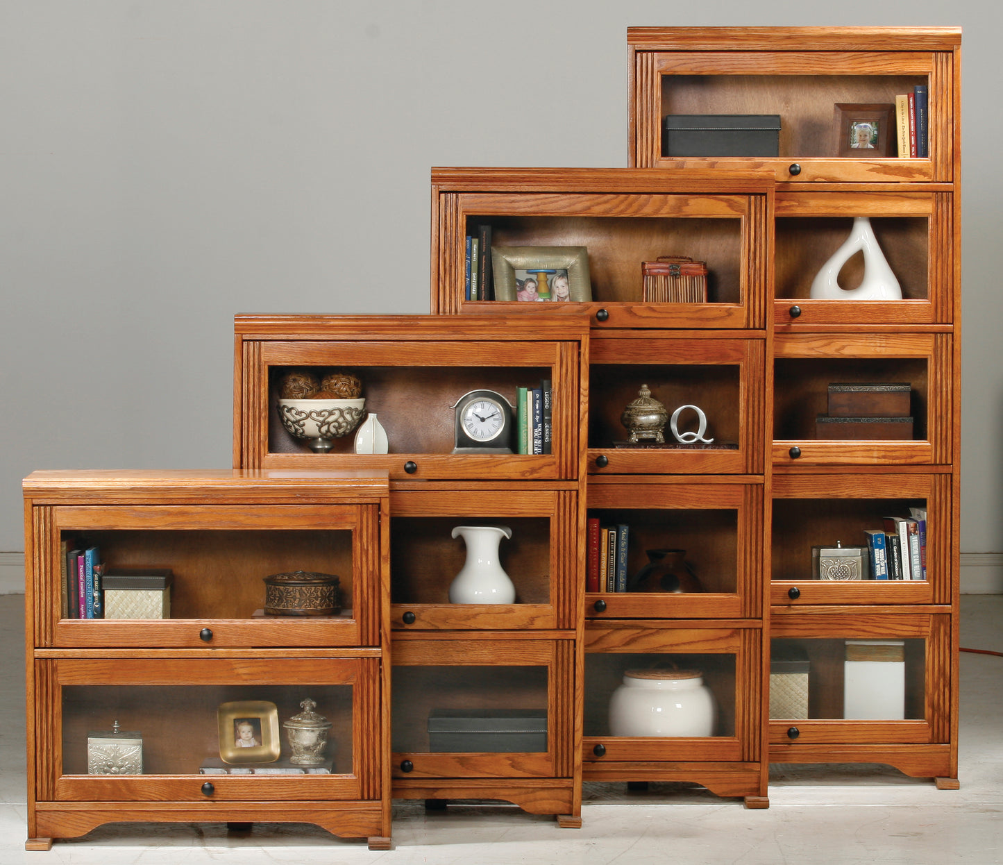 Solid Oak Barrister Bookcase with Glass Doors