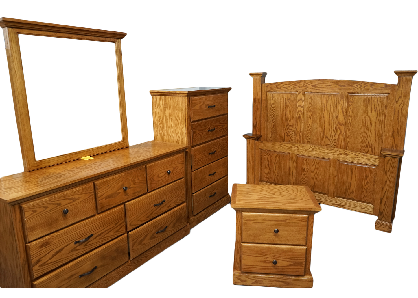 Classic Oak Queen Bed Set