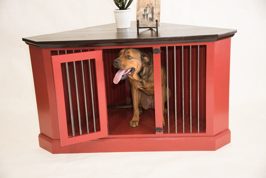 Corner Solid Wood Pet Crate eagle furniture red front