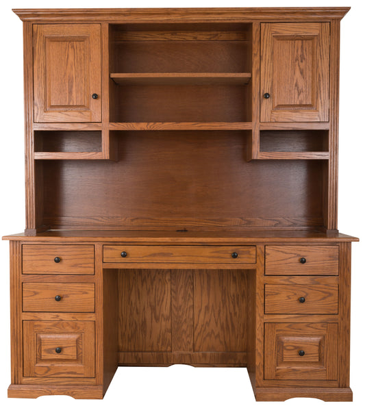 Oak Ridge Solid Wood Executive Desk with Hutch