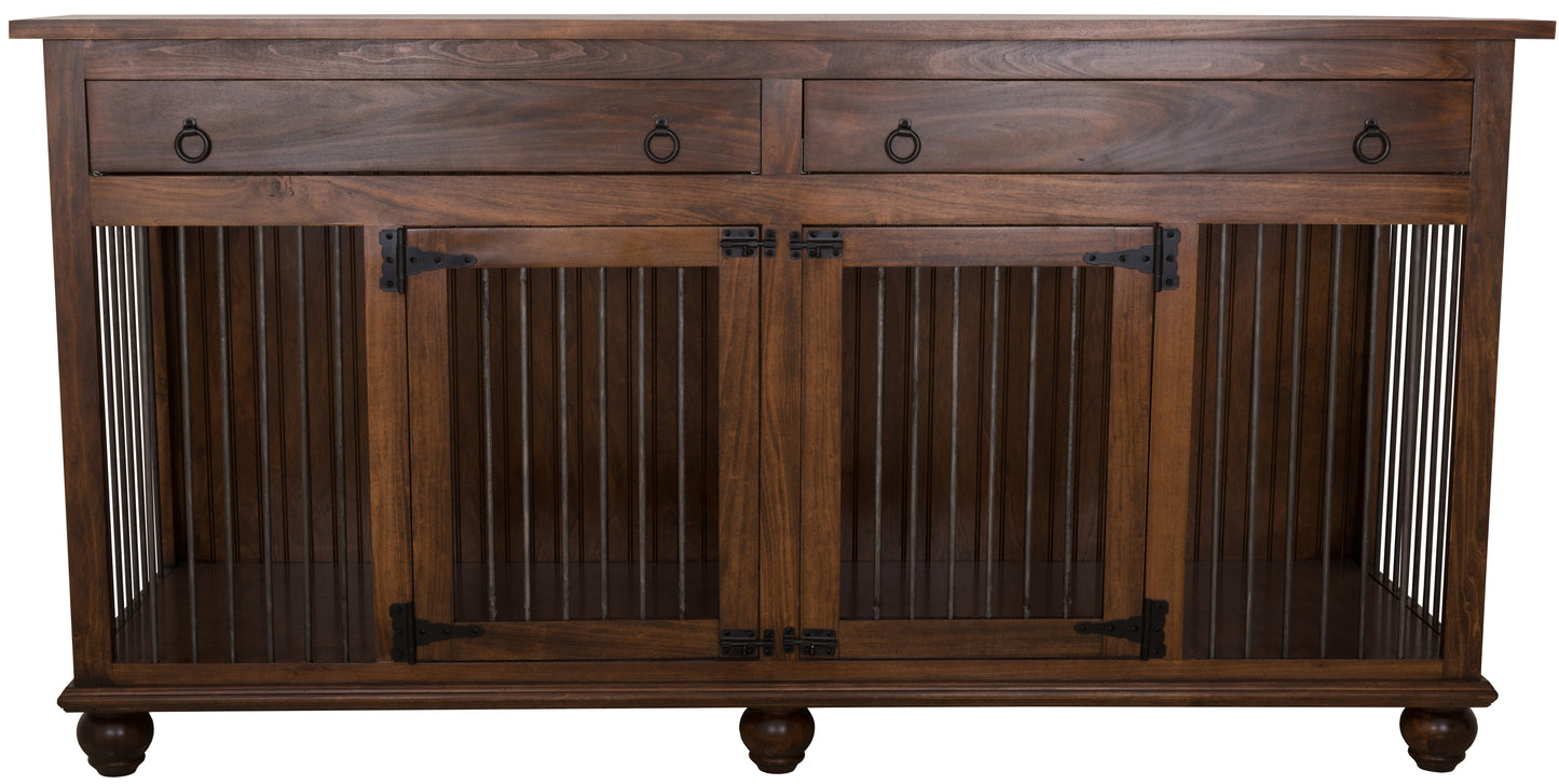 Pet Kennel with Upper Drawer and Bun feet