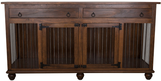 Pet Kennel with Upper Drawer and Bun feet