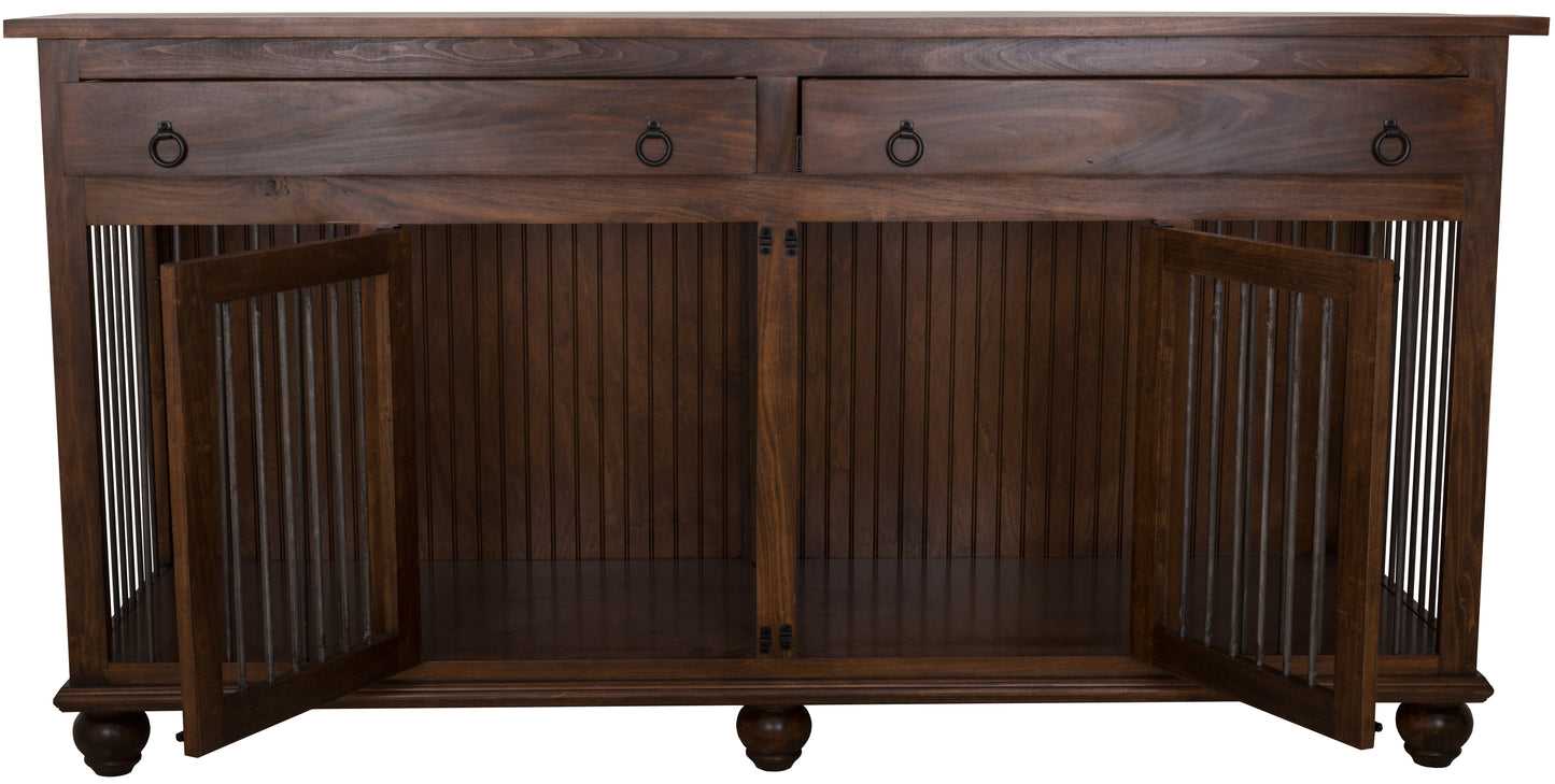 Pet Kennel with Upper Drawer and Bun feet