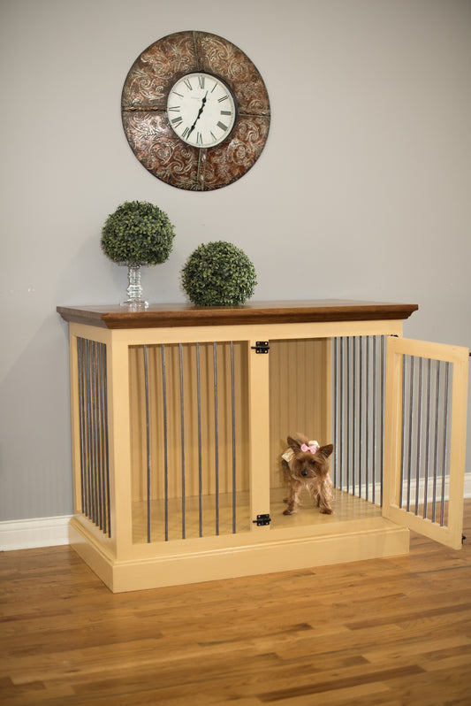 Single solid wood pet kennel eagle furniture yellow front